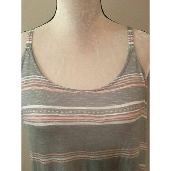 Splendid Womens Grey White Pink Striped Crop Tank Top Small - Picture 2 of 6